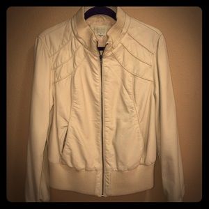 Forever 21  Cream Zip Up Moto Jacket size XL